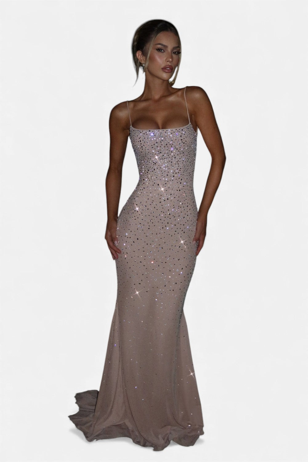 Ruby Lily | Women’s Evening Gown – Noir Crystal Mesh Glamour