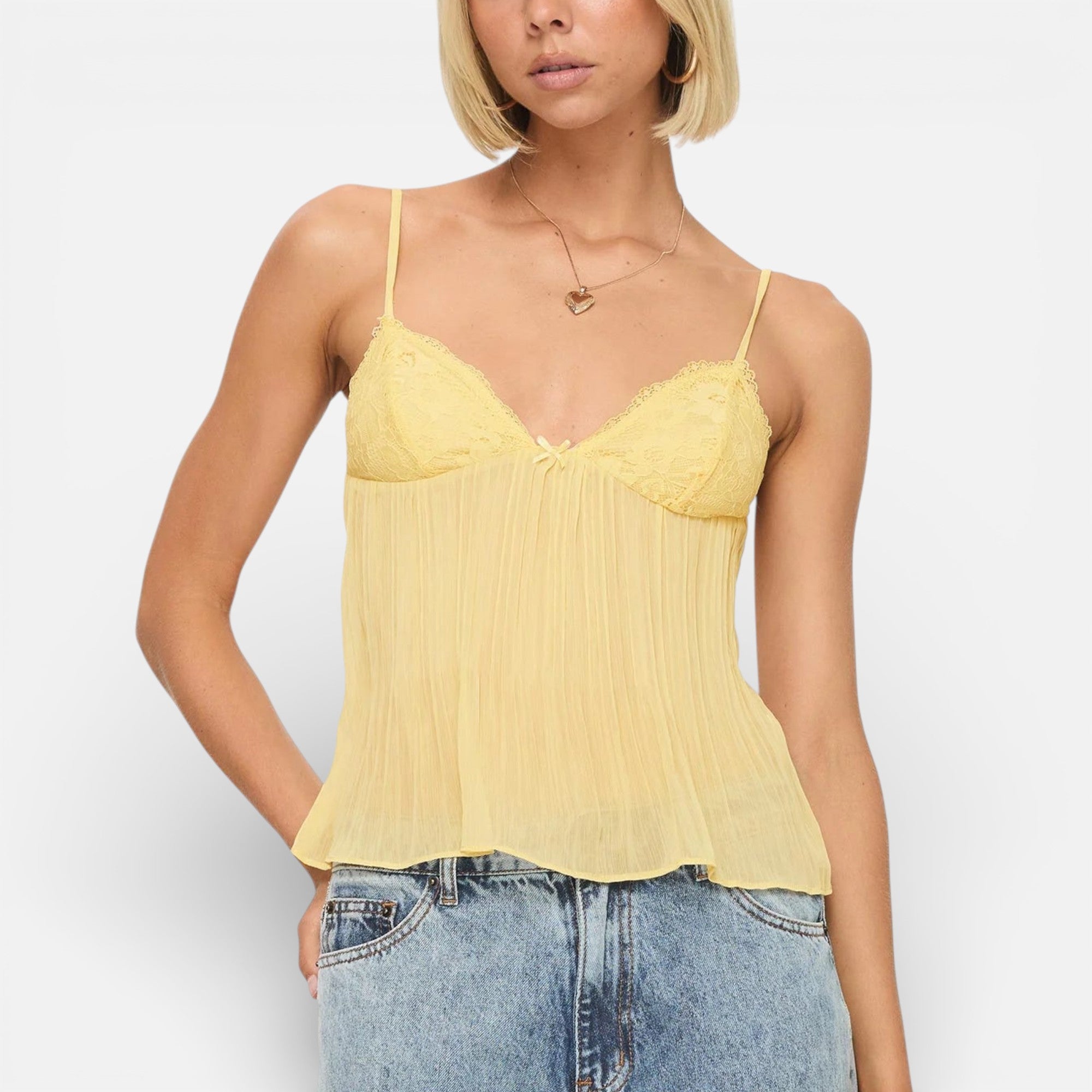 Ruby Lily | Women’s Lace Pleated Silk‑Touch Camisole