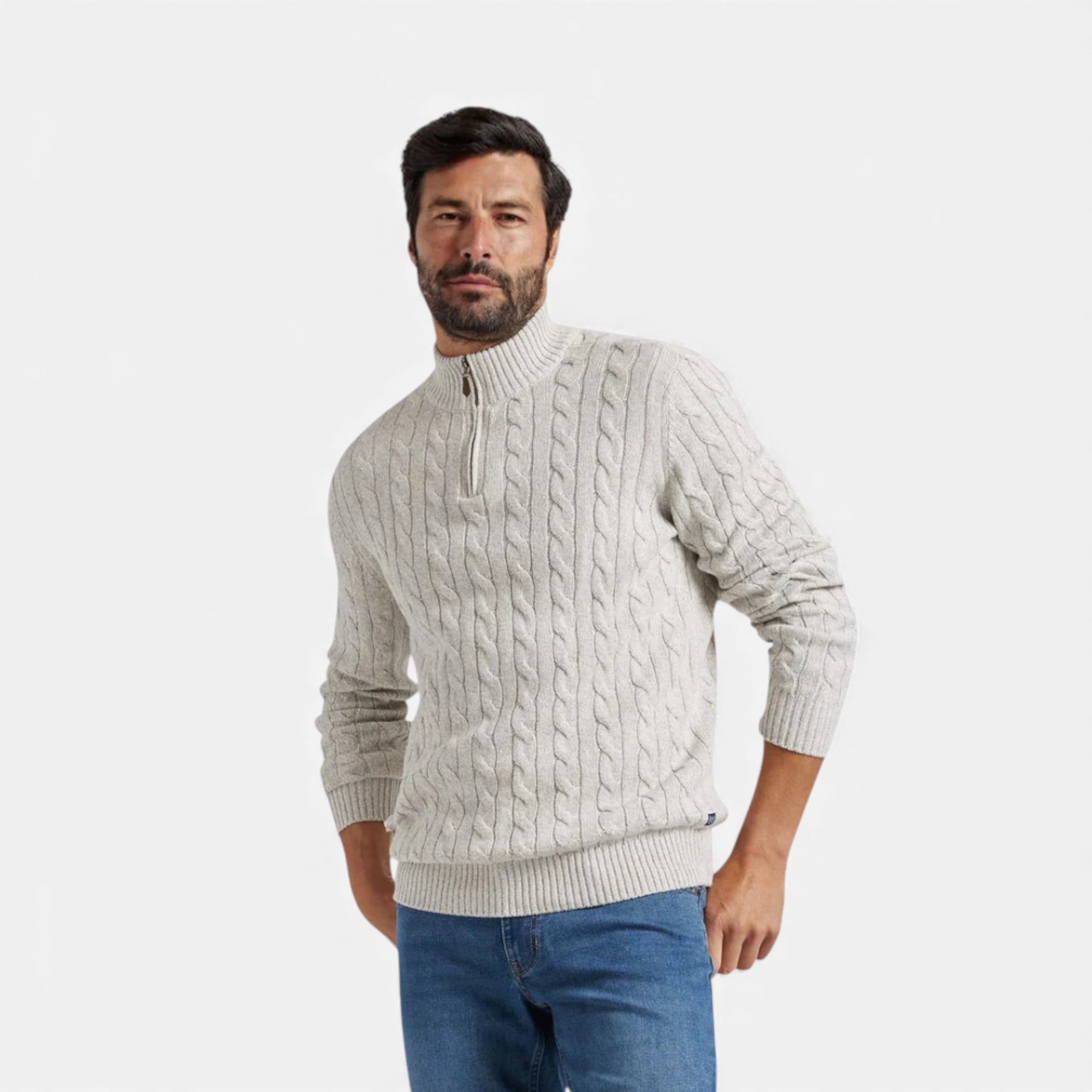 Ruby Lily | Men’s Half-Zip Cotton Sweater