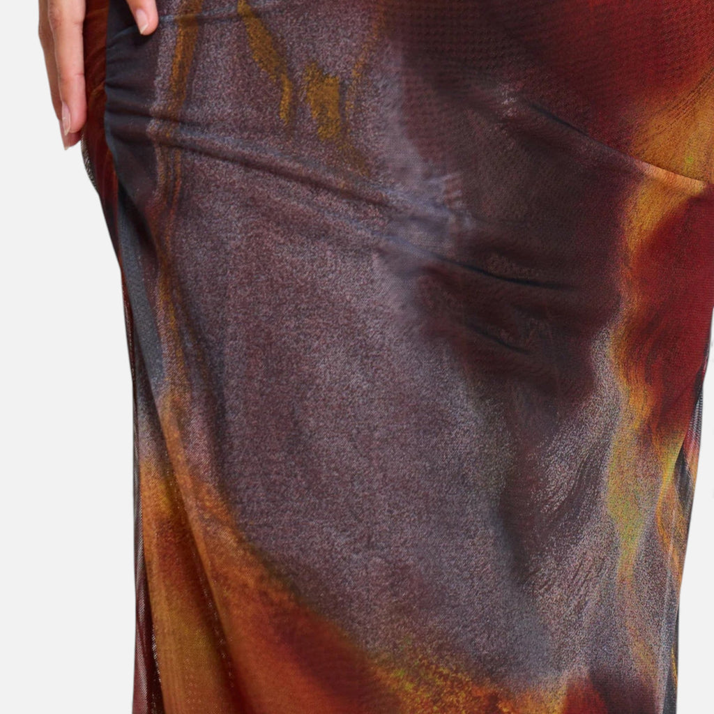 Ruby Lily | Women’s Cut-Out Print Silk-Effect Dress