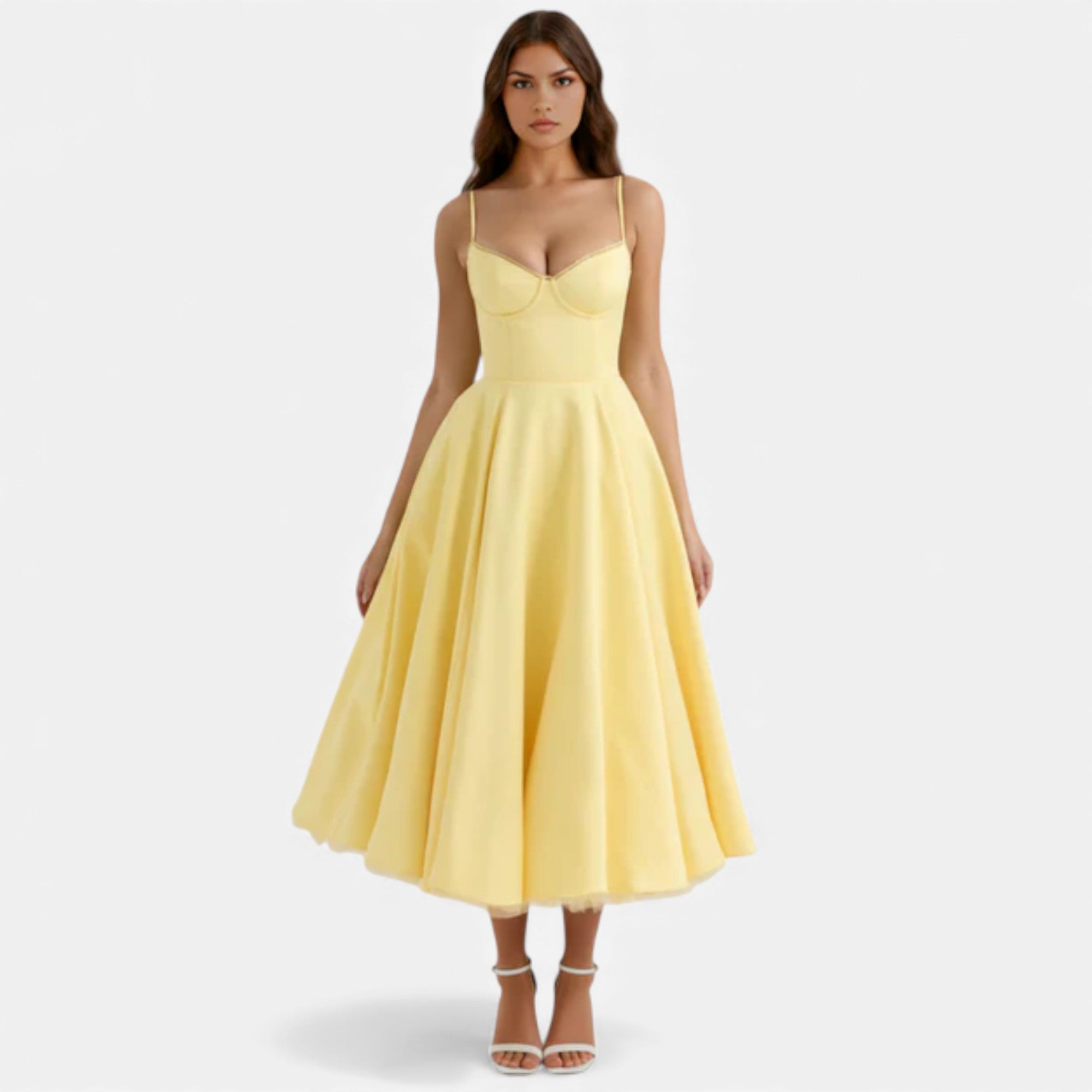 Ruby Lily | Women’s Classic Blush Satin Tulle Midi Dress