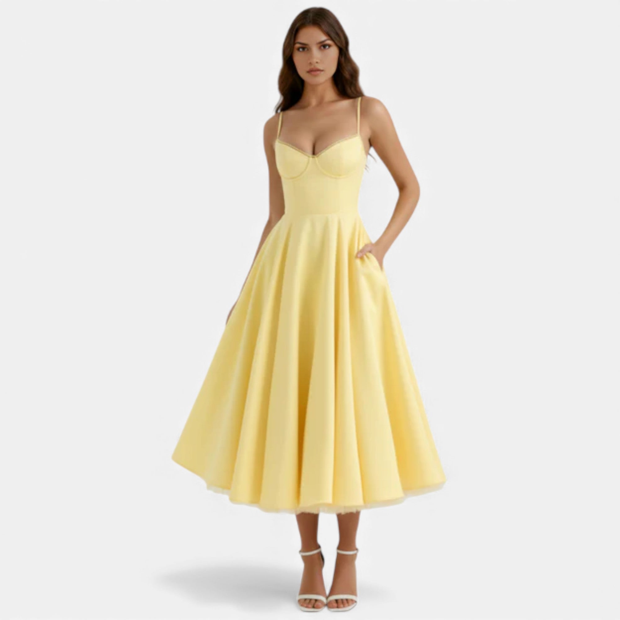 Ruby Lily | Women’s Classic Blush Satin Tulle Midi Dress