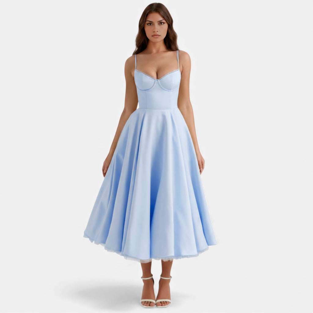 Ruby Lily | Women’s Classic Blush Satin Tulle Midi Dress