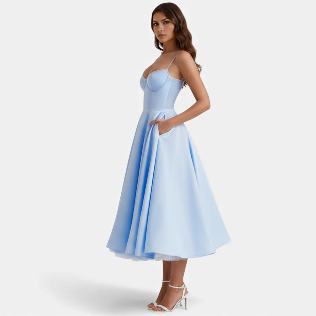 Ruby Lily | Women’s Classic Blush Satin Tulle Midi Dress