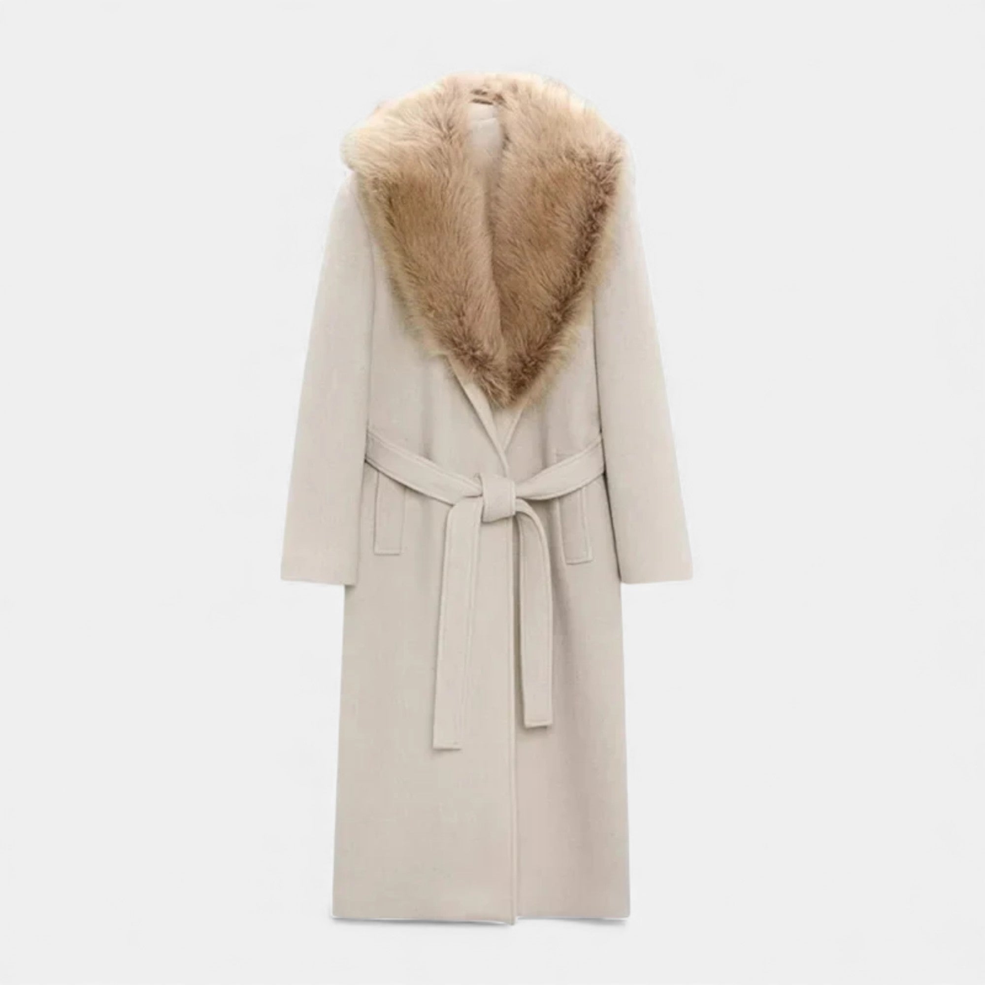 Ruby Lily | Women’s Wool Maxi Coat & Fur-Trim Lapel