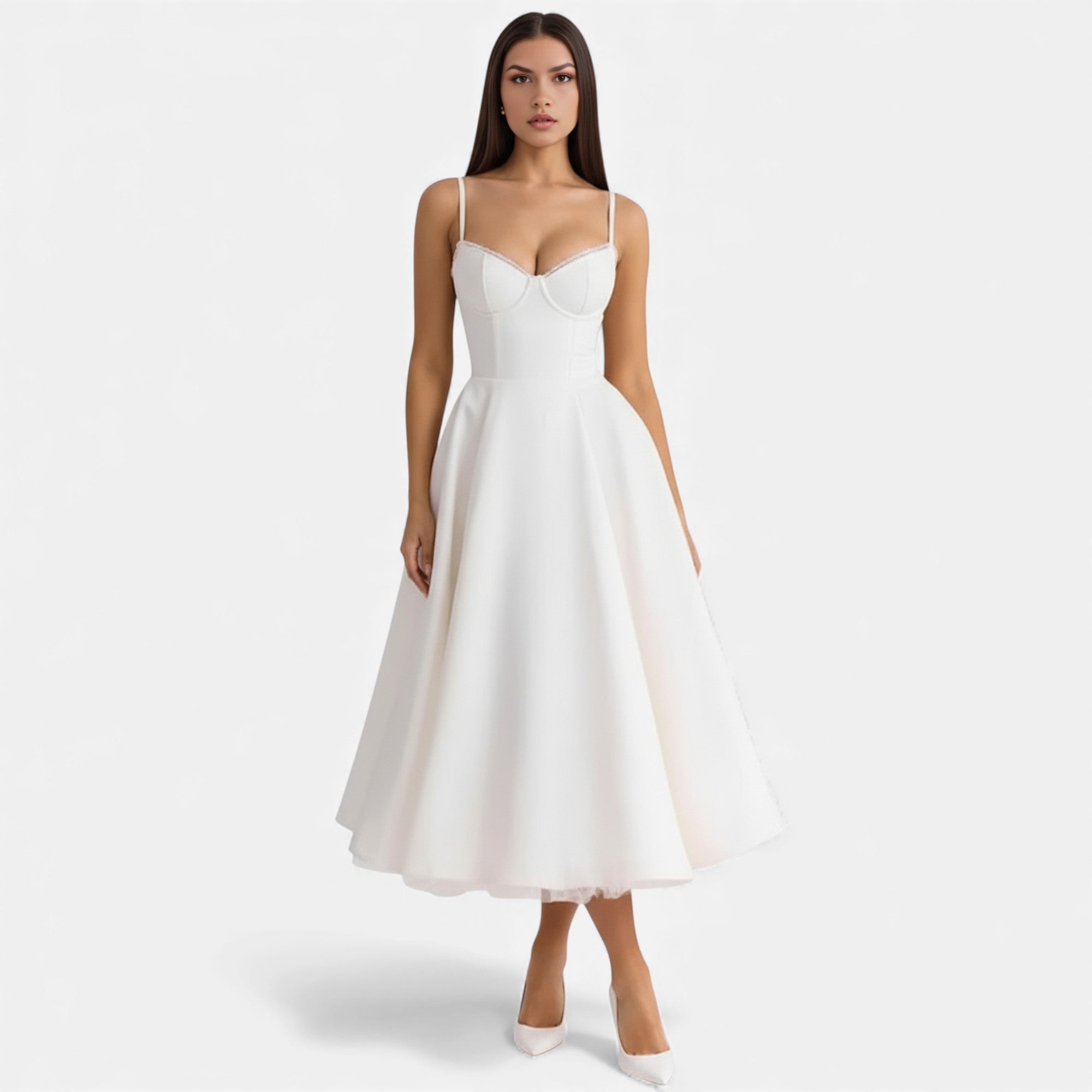 Ruby Lily | Women’s Classic Blush Satin Tulle Midi Dress