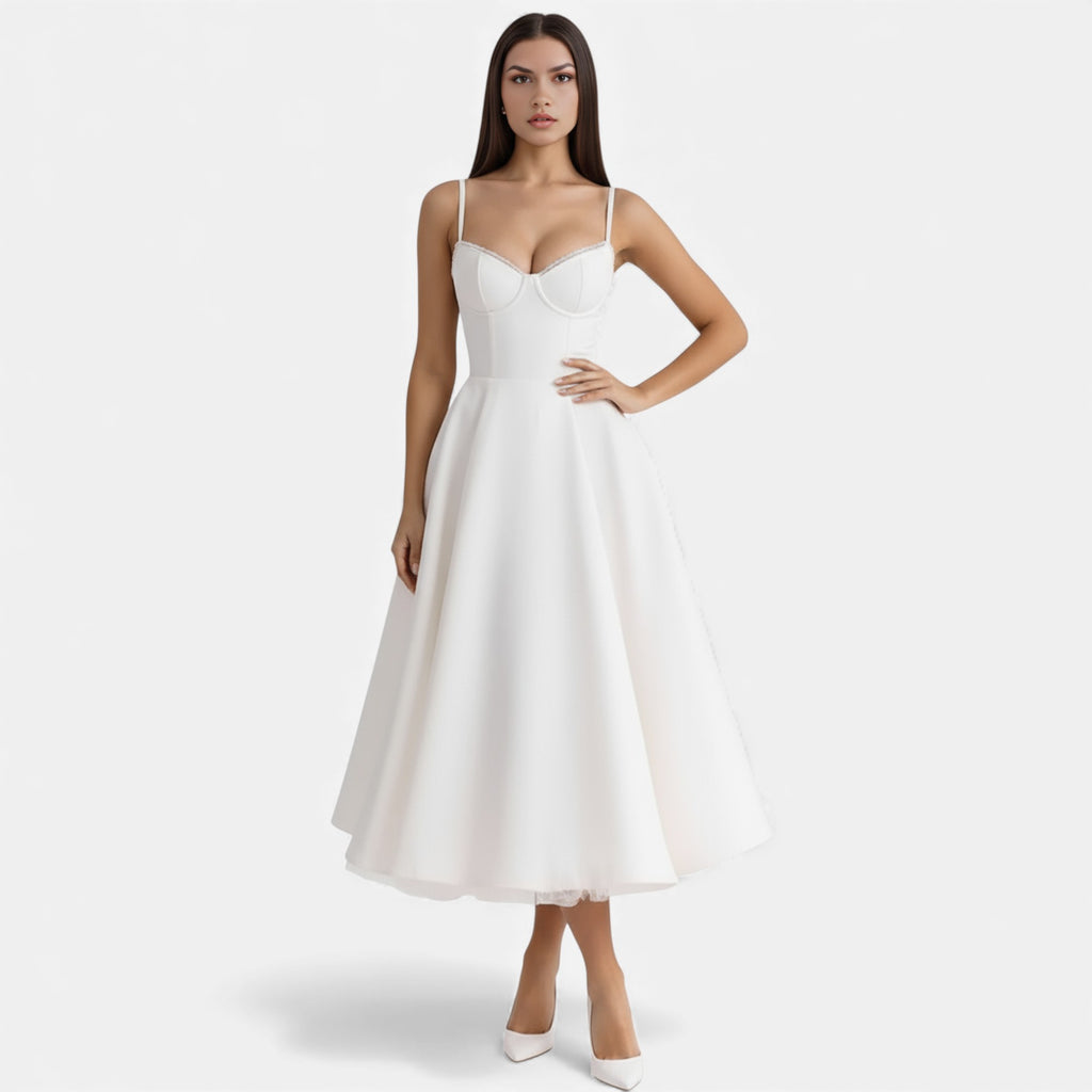 Ruby Lily | Women’s Classic Blush Satin Tulle Midi Dress