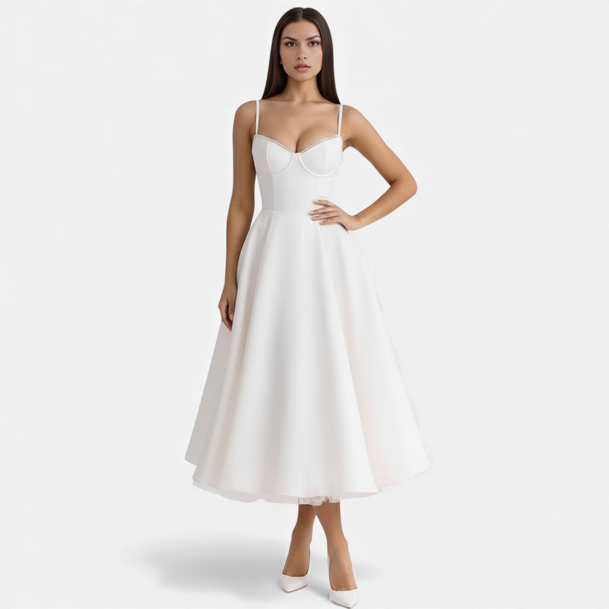 Ruby Lily | Women’s Classic Blush Satin Tulle Midi Dress