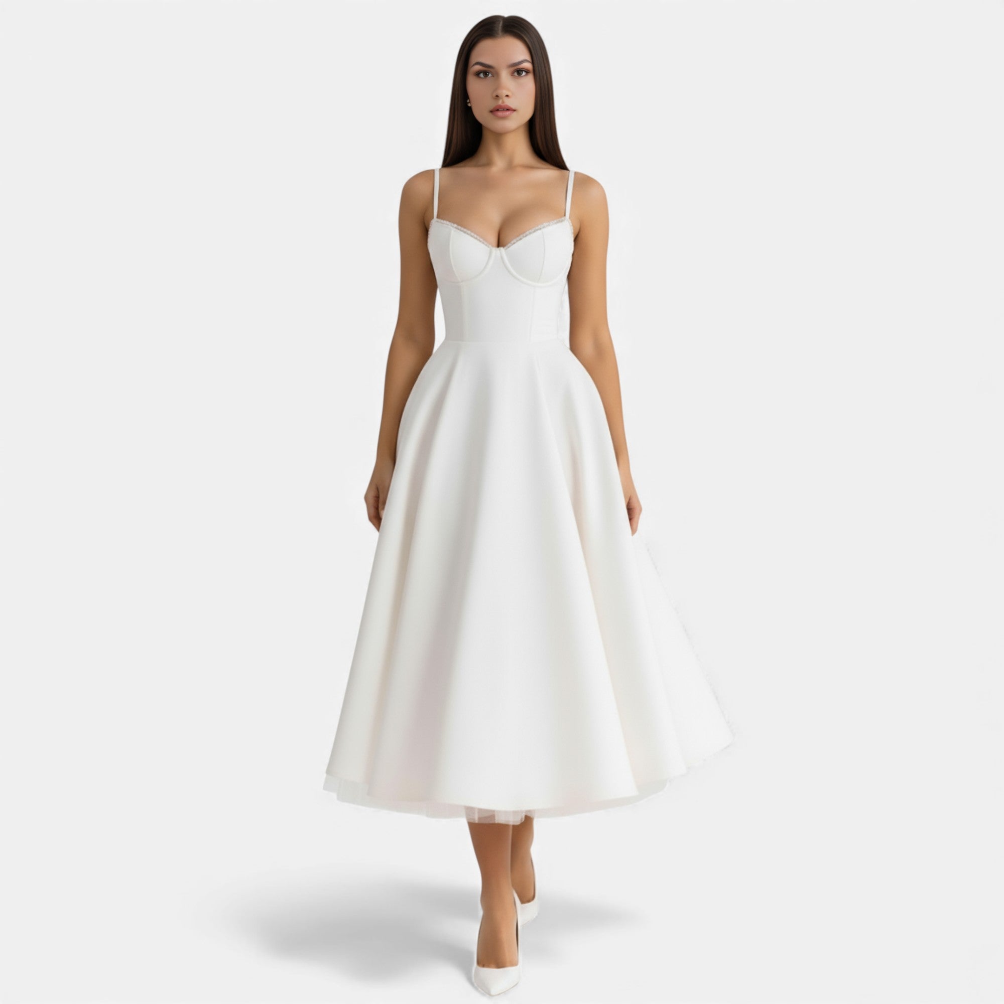 Ruby Lily | Women’s Classic Blush Satin Tulle Midi Dress