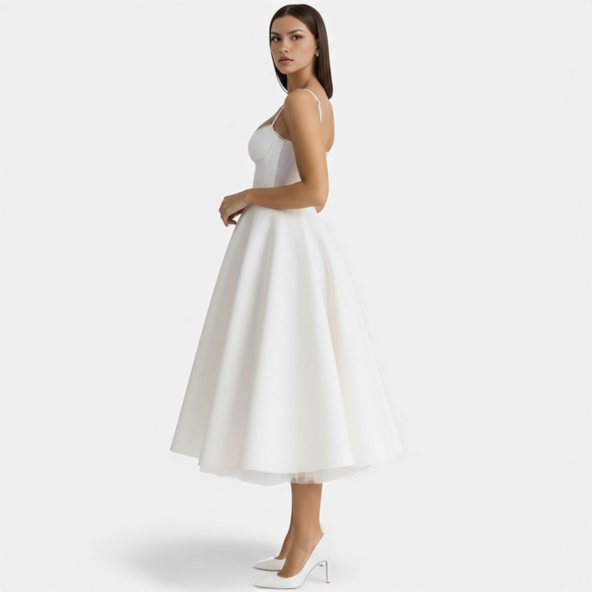 Ruby Lily | Women’s Classic Blush Satin Tulle Midi Dress