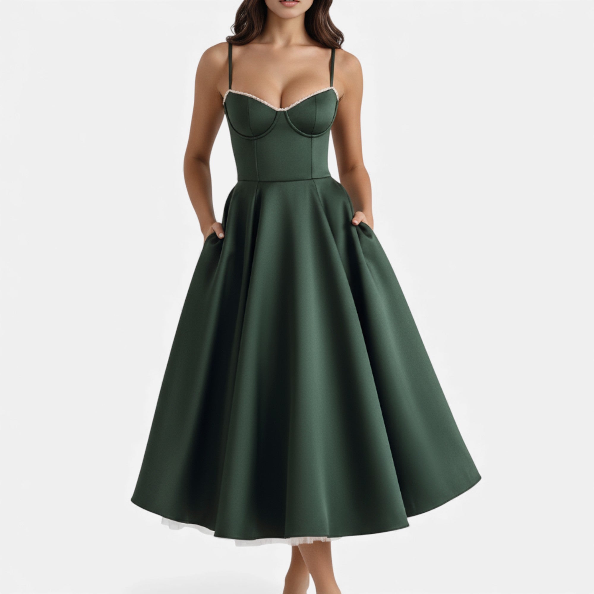 Ruby Lily | Women’s Classic Blush Satin Tulle Midi Dress