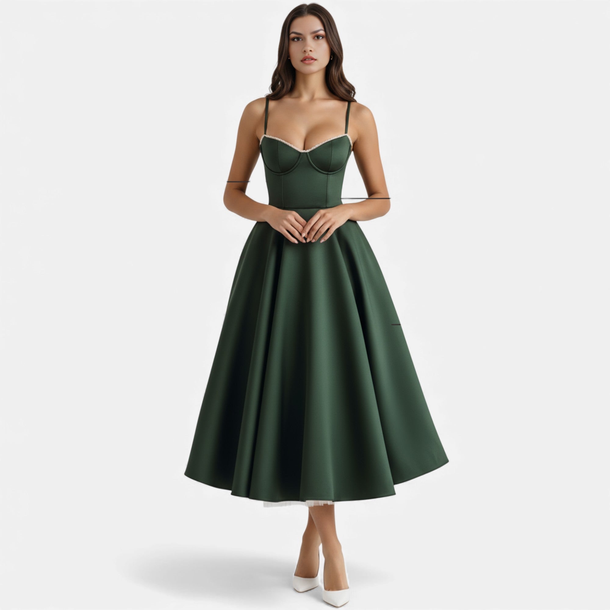 Ruby Lily | Women’s Classic Blush Satin Tulle Midi Dress