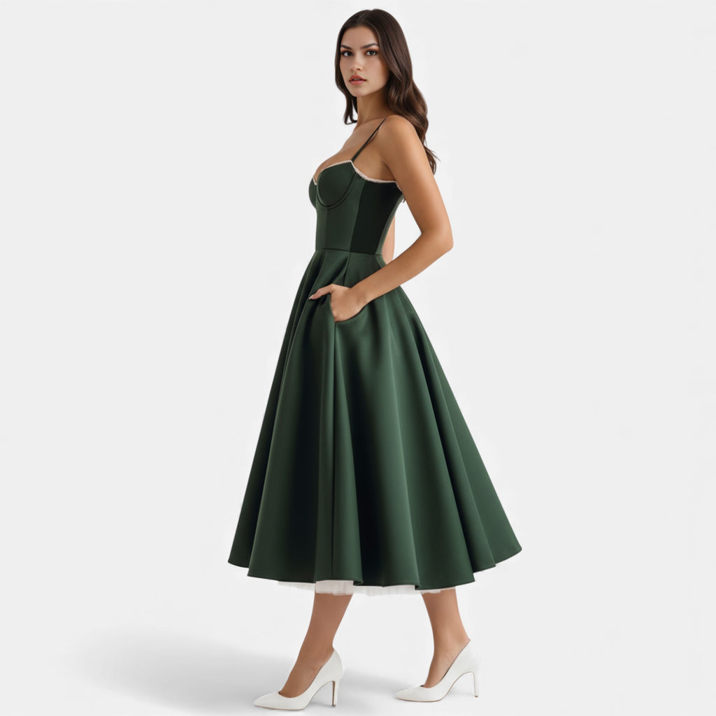 Ruby Lily | Women’s Classic Blush Satin Tulle Midi Dress