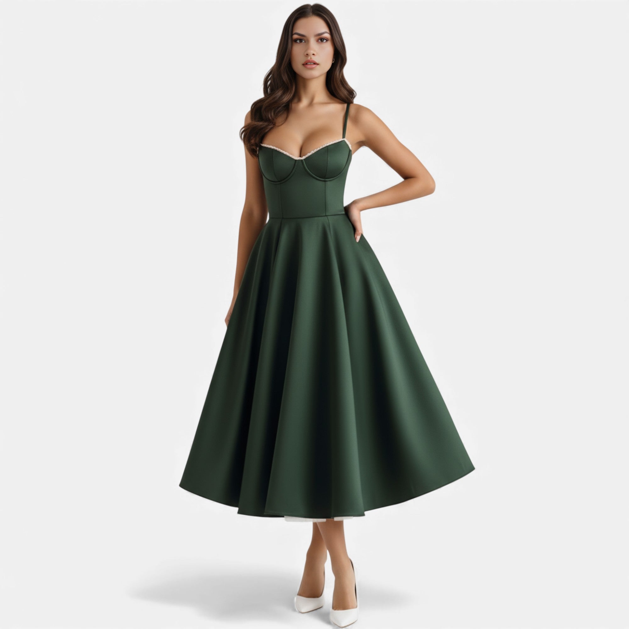 Ruby Lily | Women’s Classic Blush Satin Tulle Midi Dress