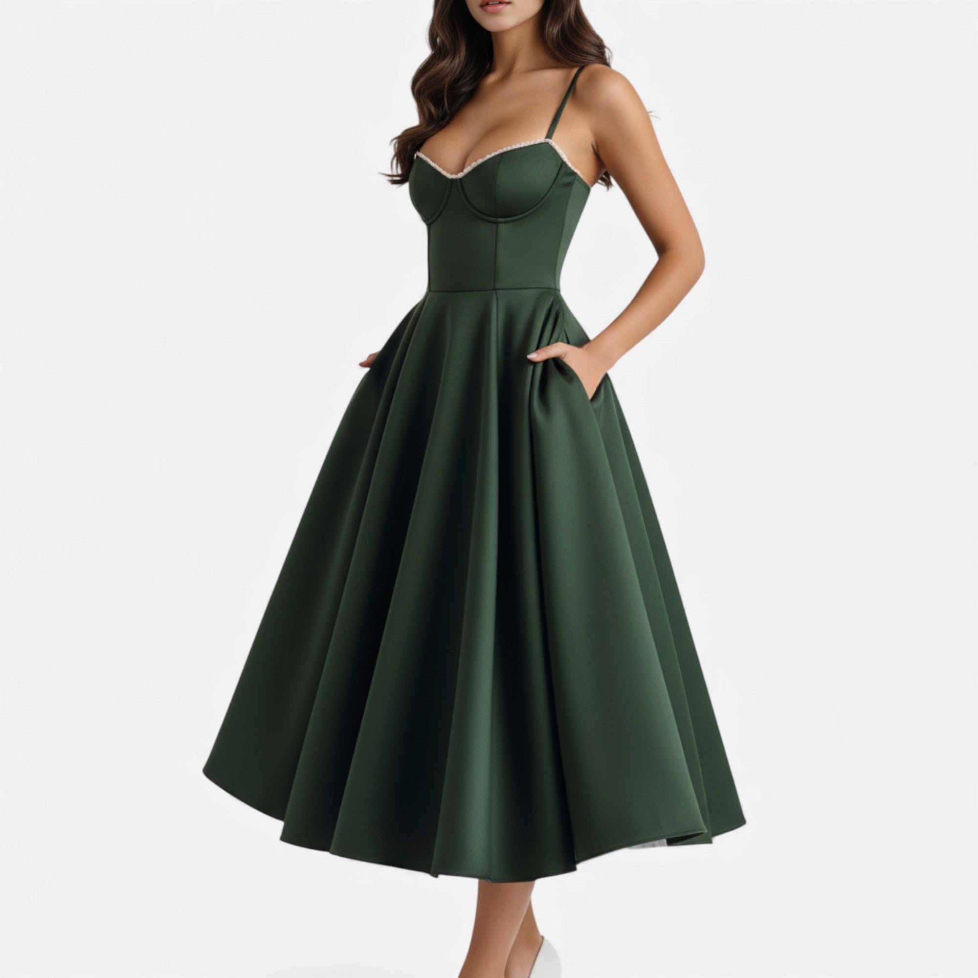 Ruby Lily | Women’s Classic Blush Satin Tulle Midi Dress