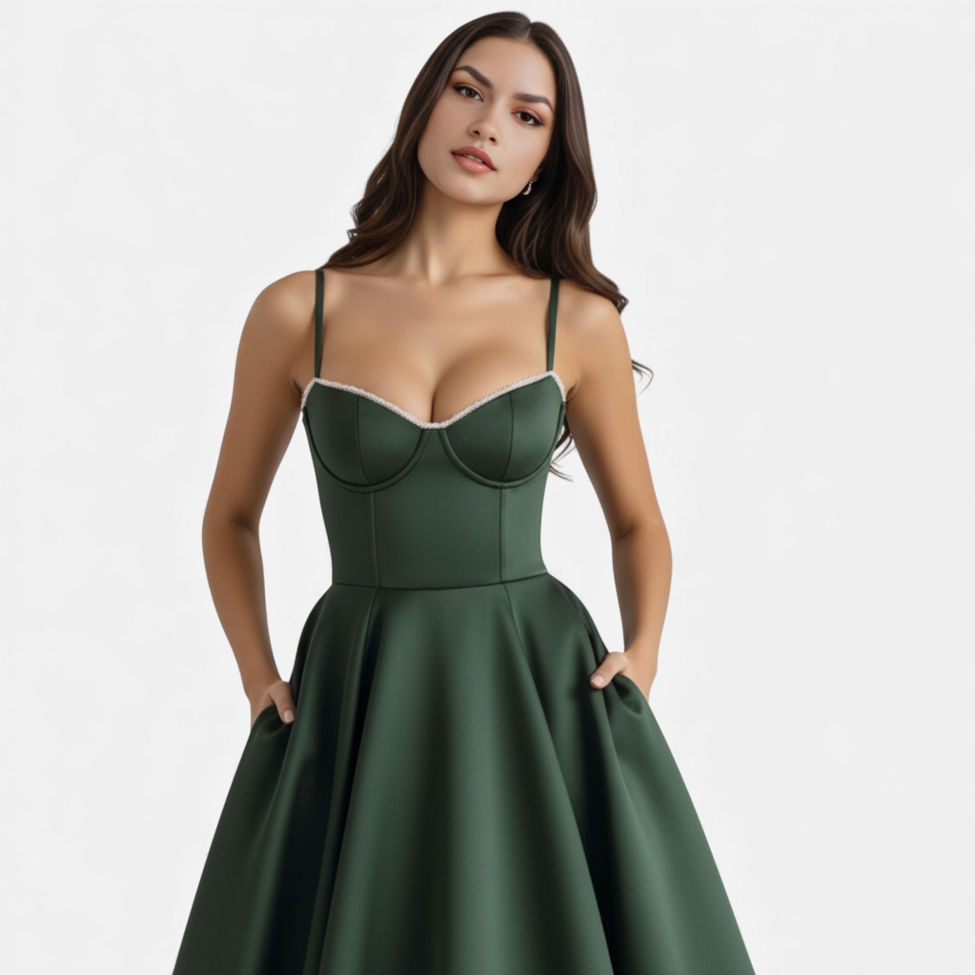 Ruby Lily | Women’s Classic Blush Satin Tulle Midi Dress