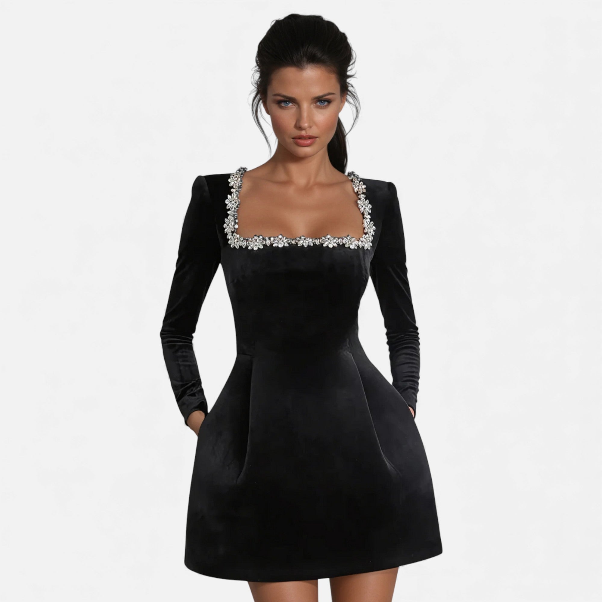 Ruby Lily | Women’s Velvet A‑Line Mini Dress