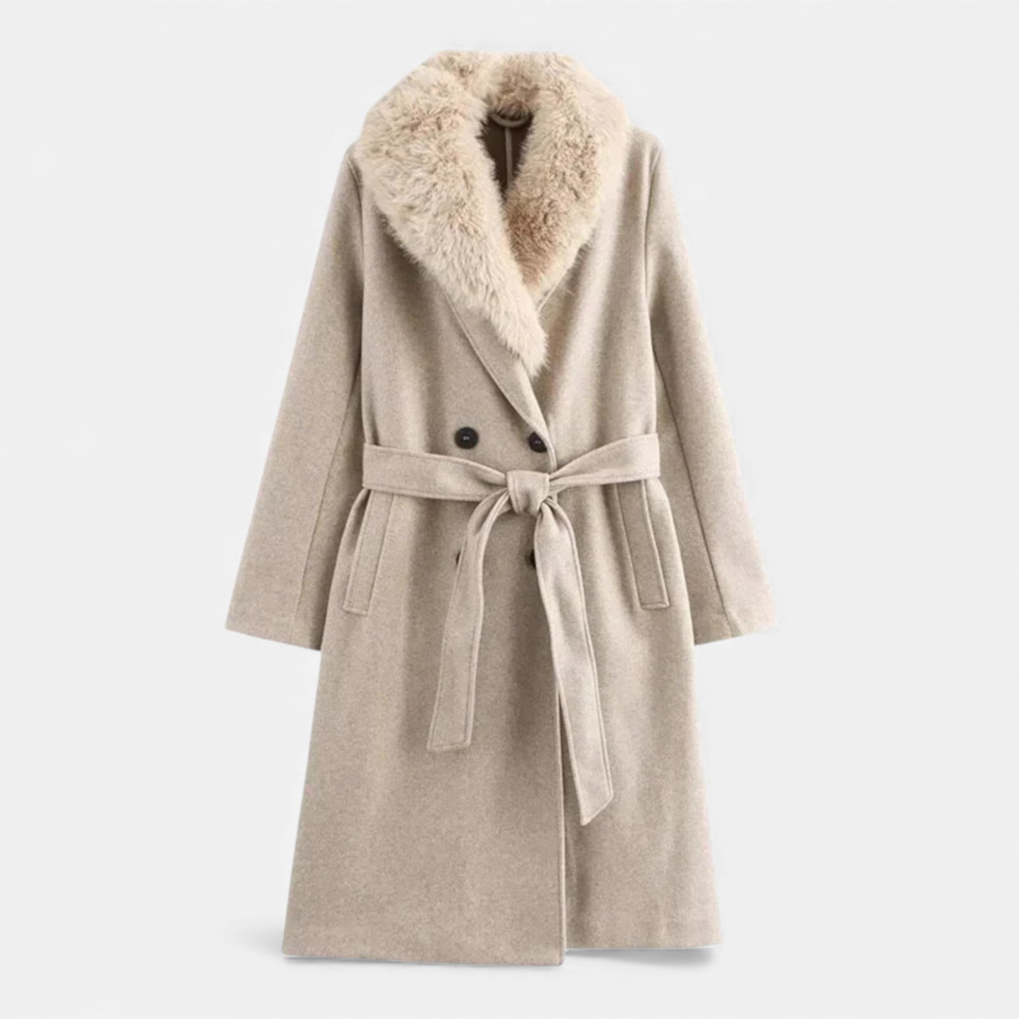 Ruby Lily | Women’s Wool Maxi Coat & Fur-Trim Lapel