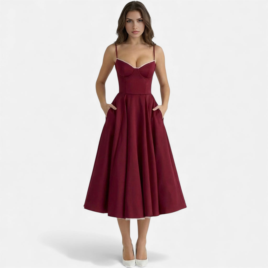 Ruby Lily | Women’s Classic Blush Satin Tulle Midi Dress
