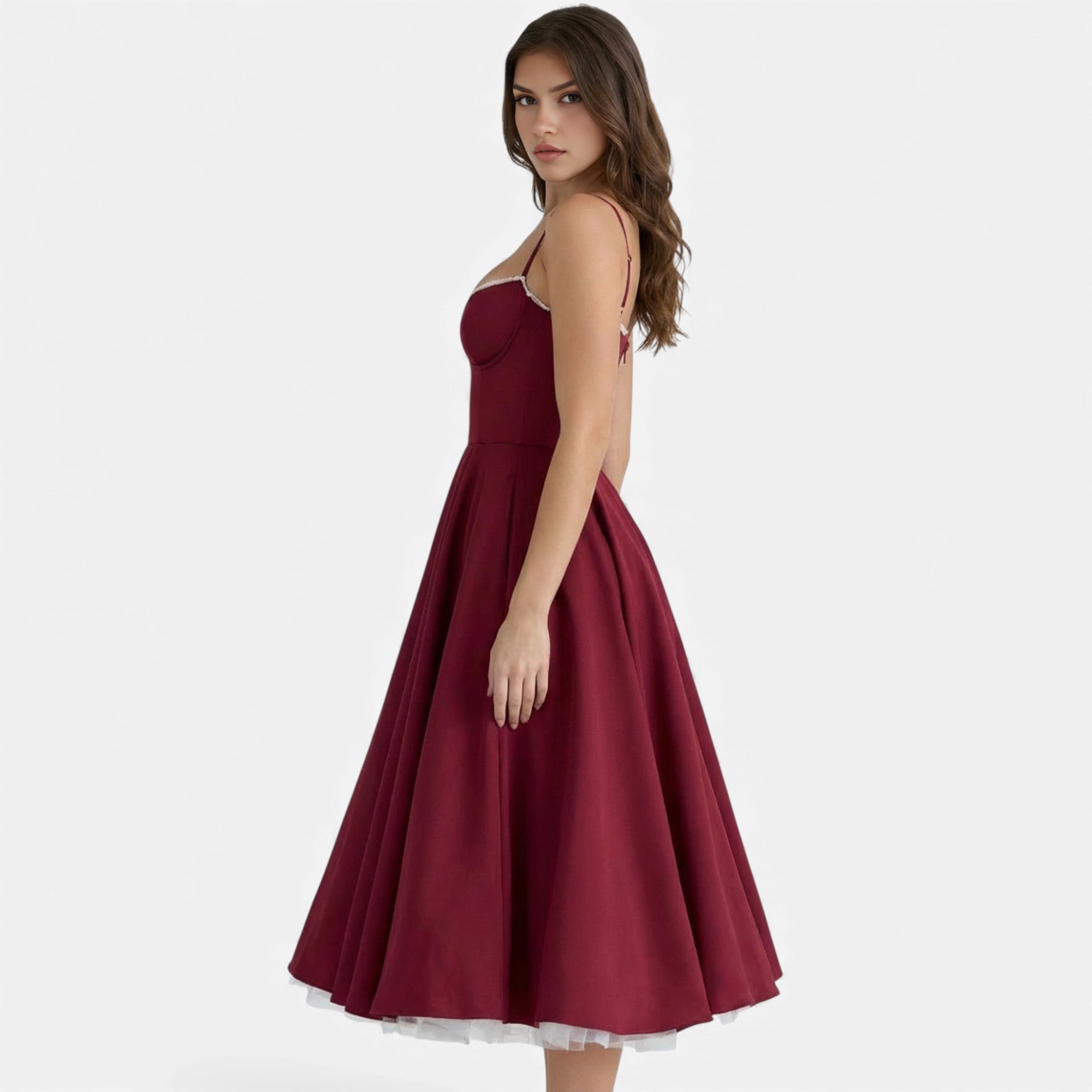 Ruby Lily | Women’s Classic Blush Satin Tulle Midi Dress