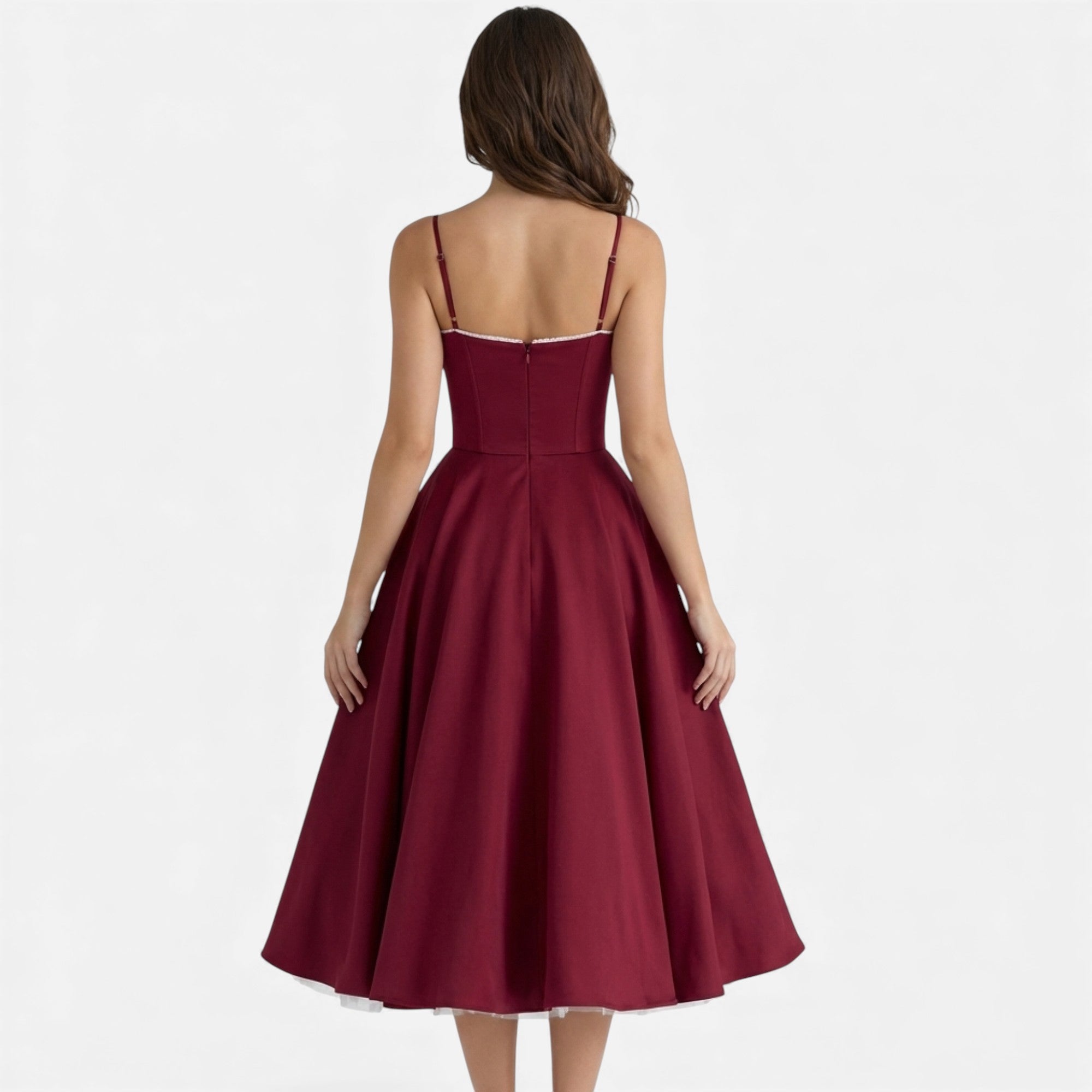 Ruby Lily | Women’s Classic Blush Satin Tulle Midi Dress