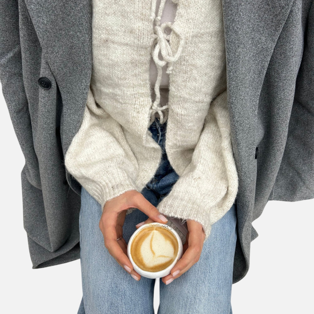 Ruby Lily | Women’s Knitted Cardigan Tie Front Beige