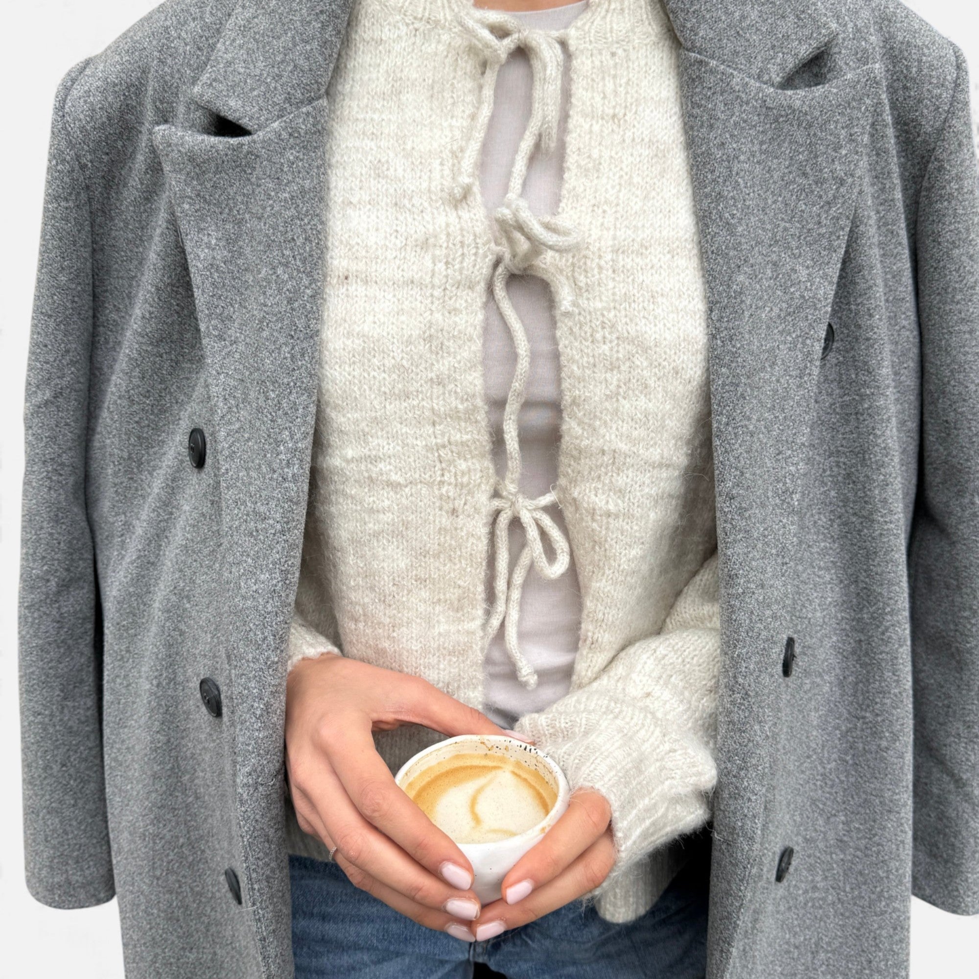 Ruby Lily | Women’s Knitted Cardigan Tie Front Beige