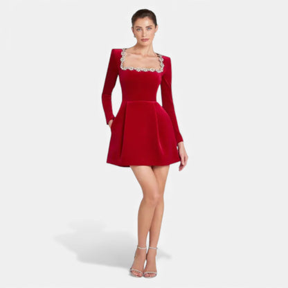 Ruby Lily | Women’s Velvet A‑Line Mini Dress