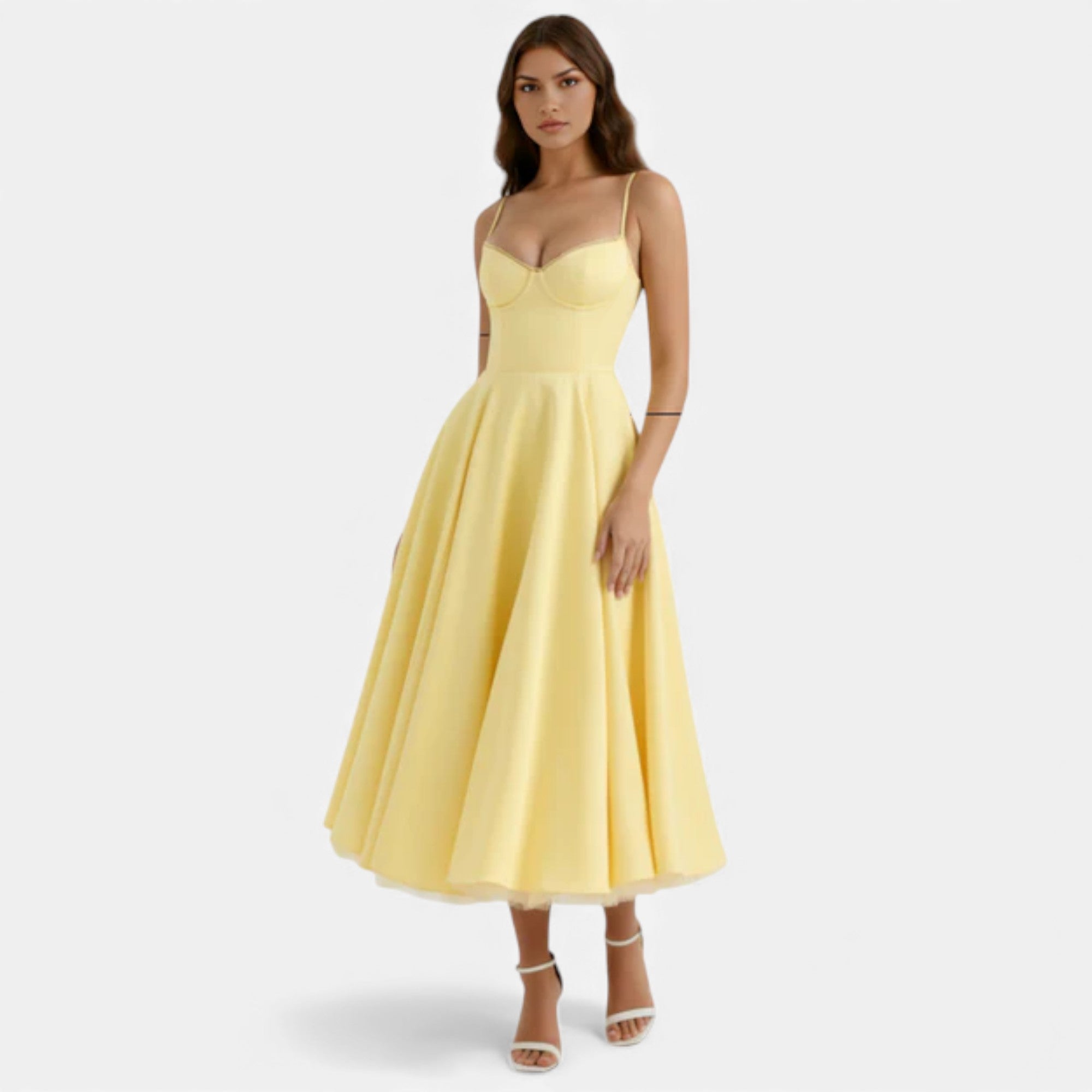 Ruby Lily | Women’s Classic Blush Satin Tulle Midi Dress