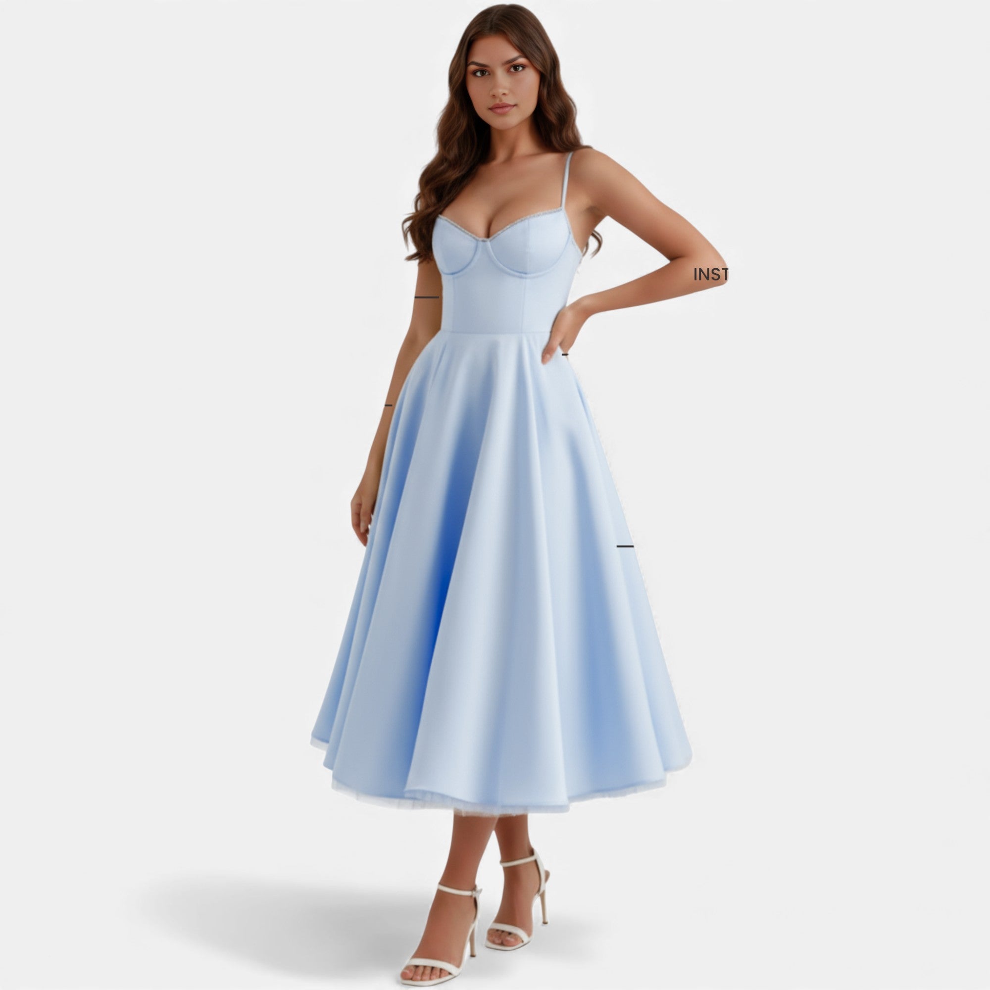 Ruby Lily | Women’s Classic Blush Satin Tulle Midi Dress