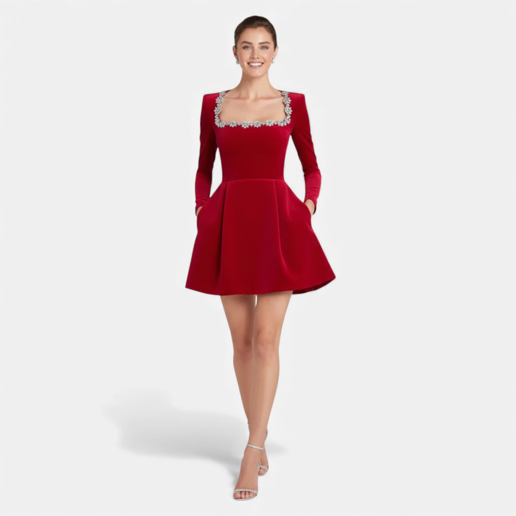 Ruby Lily | Women’s Velvet A‑Line Mini Dress