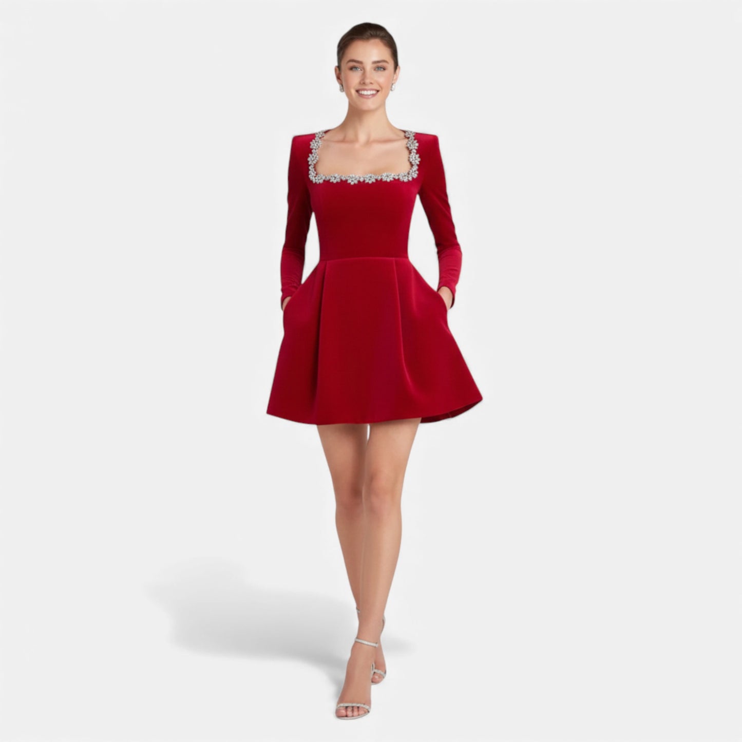 Ruby Lily | Women’s Velvet A‑Line Mini Dress