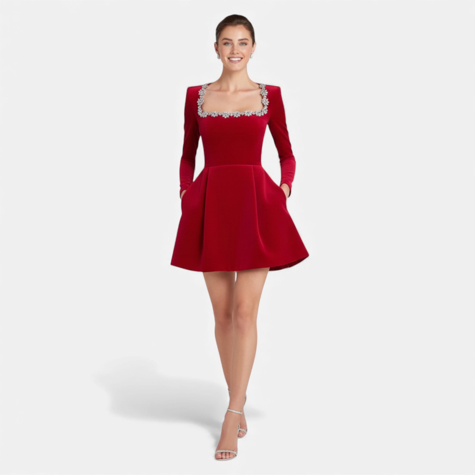 Ruby Lily | Women’s Velvet A‑Line Mini Dress