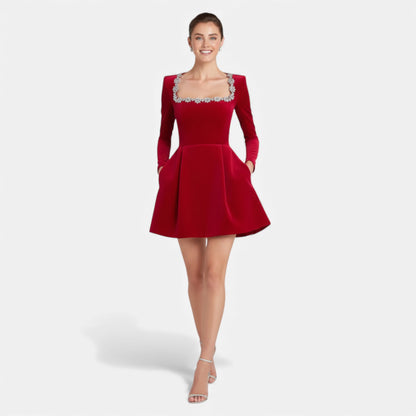 Ruby Lily | Women’s Velvet A‑Line Mini Dress