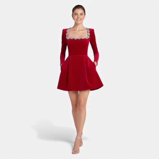 Ruby Lily | Women’s Velvet A‑Line Mini Dress