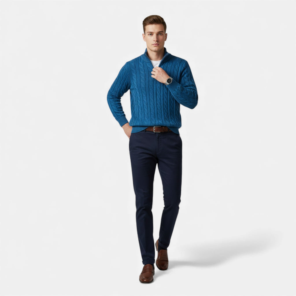 Ruby Lily | Men’s Half-Zip Cotton Sweater