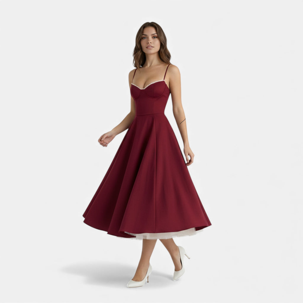 Ruby Lily | Women’s Classic Blush Satin Tulle Midi Dress