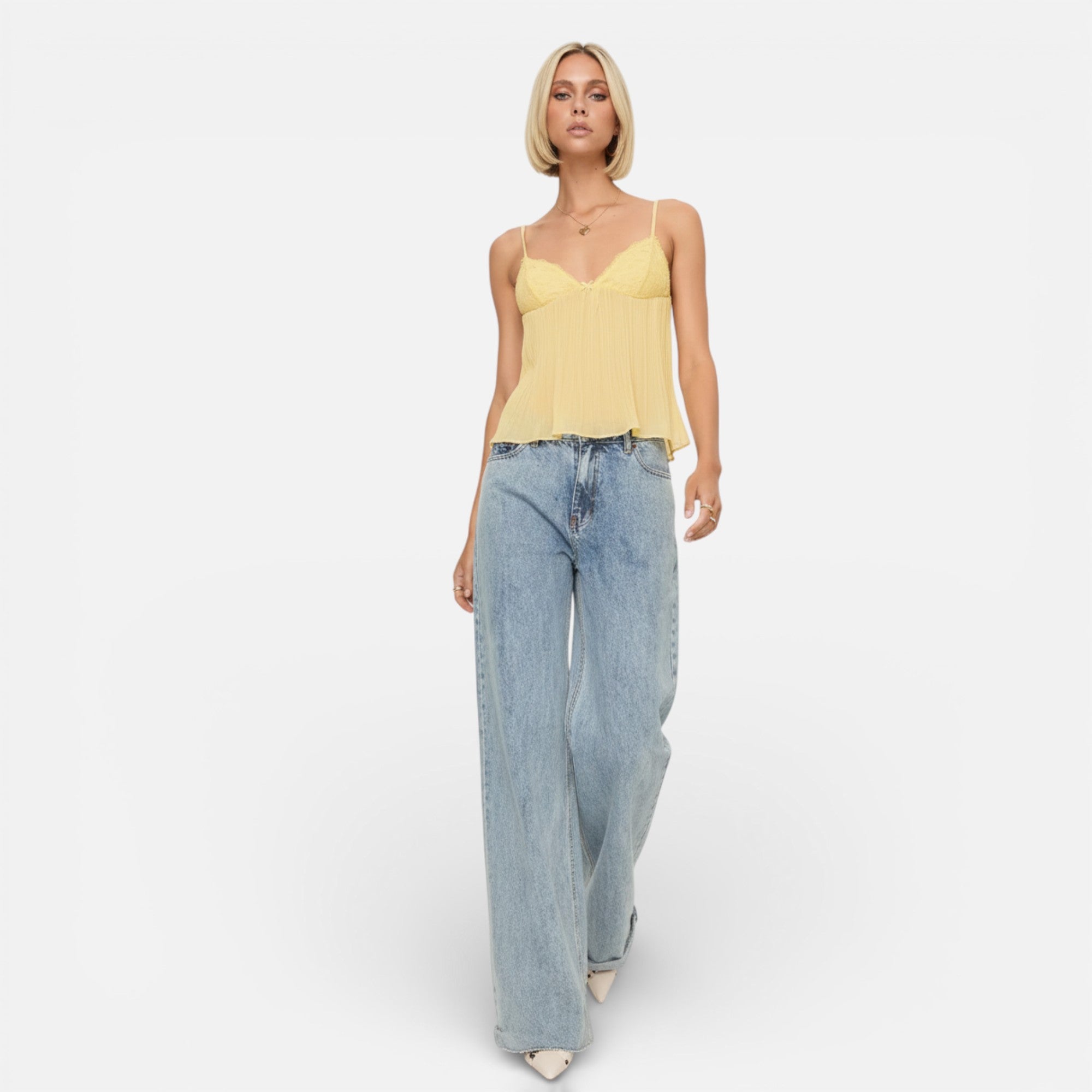 Ruby Lily | Women’s Lace Pleated Silk‑Touch Camisole