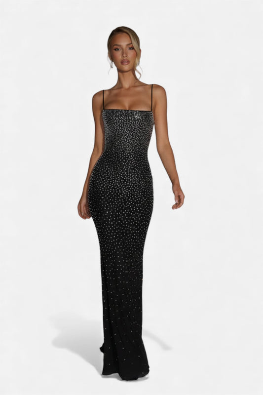 Ruby Lily | Women’s Evening Gown – Noir Crystal Mesh Glamour