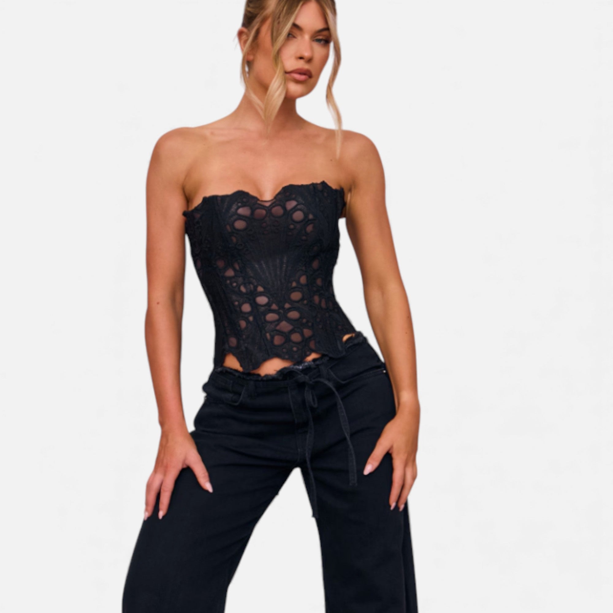 Ruby Lily | Women’s Lace-Tie Corset Top