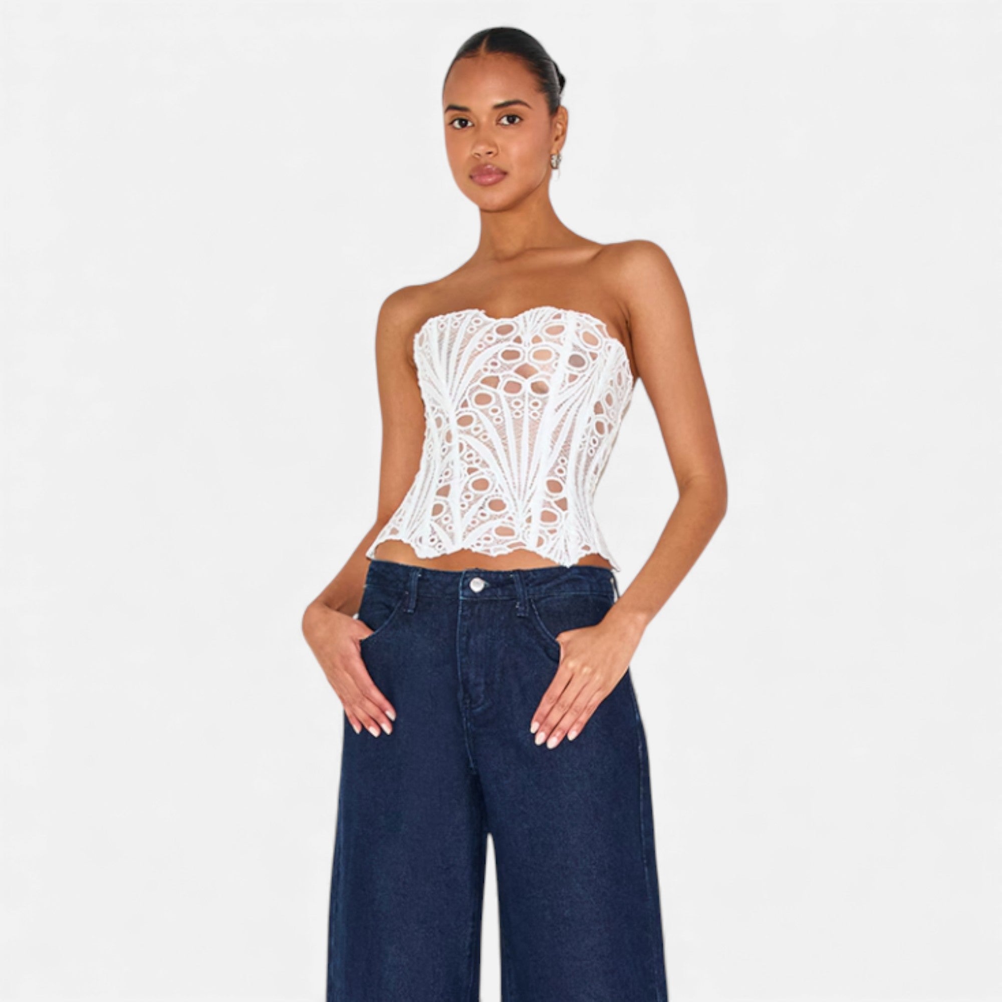 Ruby Lily | Women’s Lace-Tie Corset Top