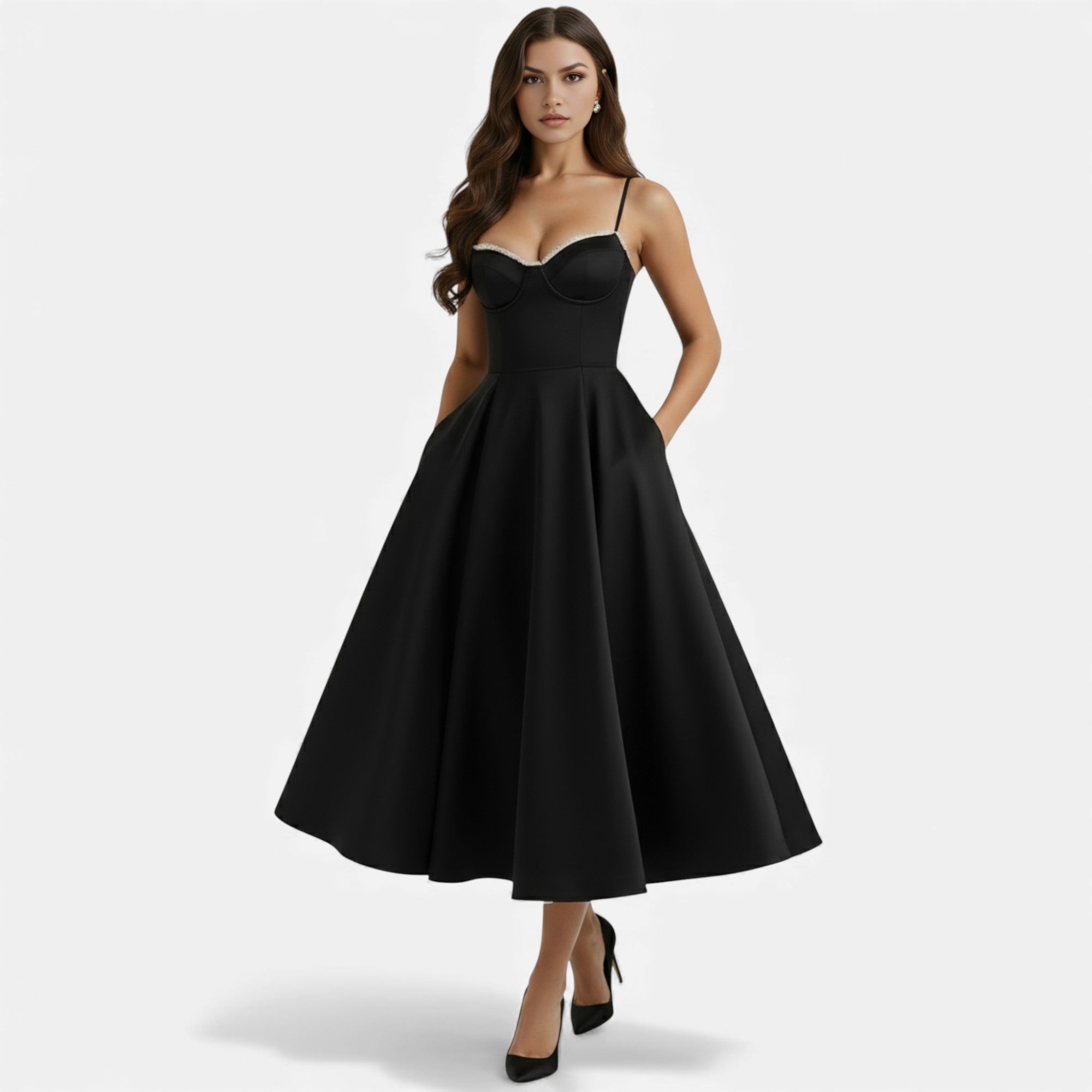 Ruby Lily | Women’s Classic Blush Satin Tulle Midi Dress