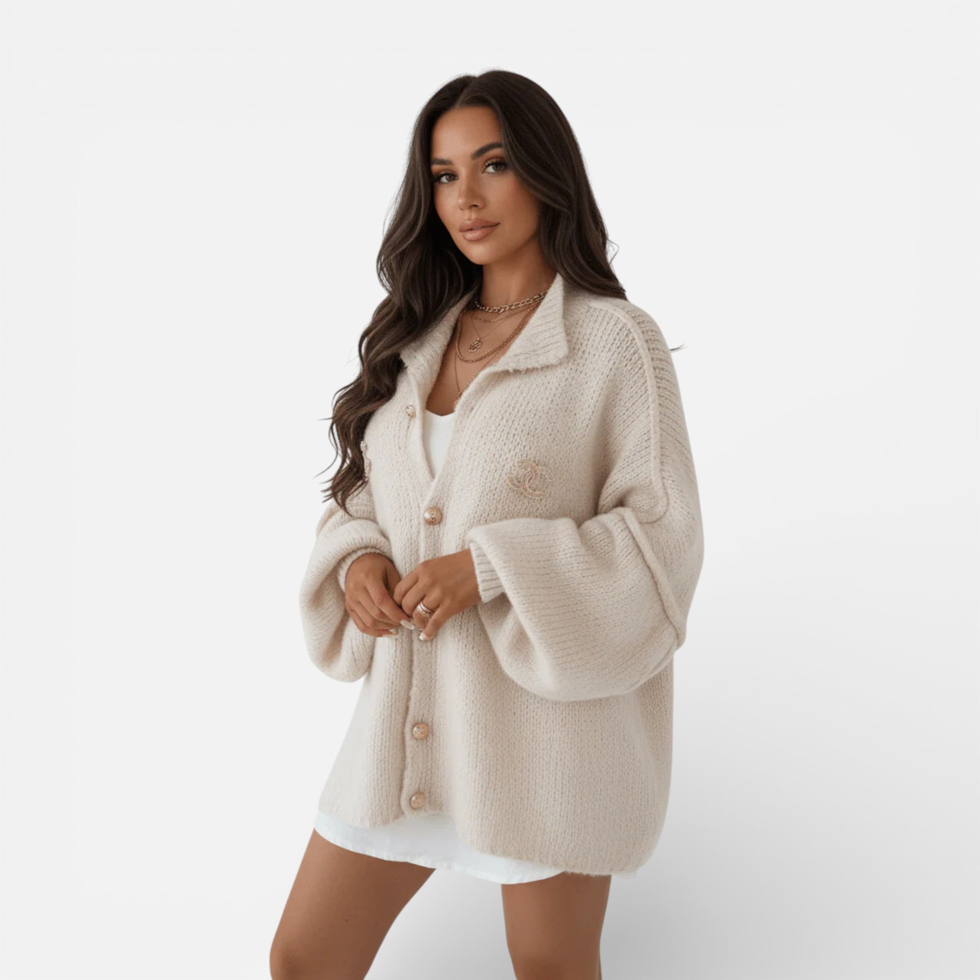 Ruby Lily | Women’s Cashmere‑Touch Oversized Knit Cardigan