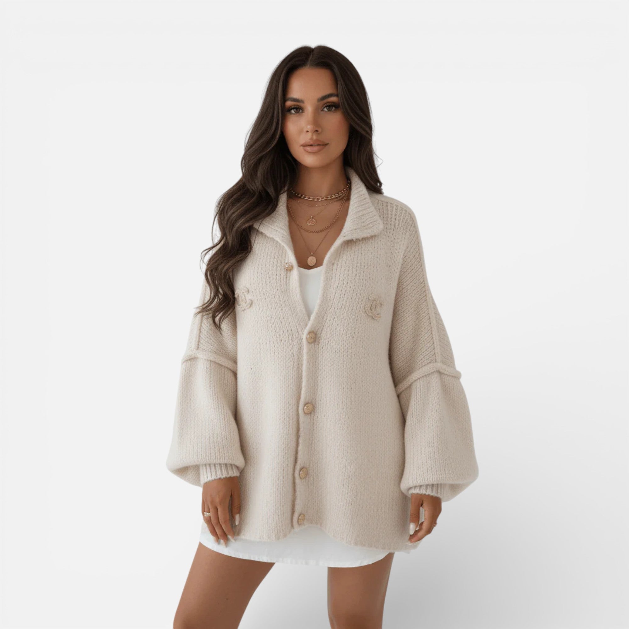 Ruby Lily | Women’s Cashmere‑Touch Oversized Knit Cardigan