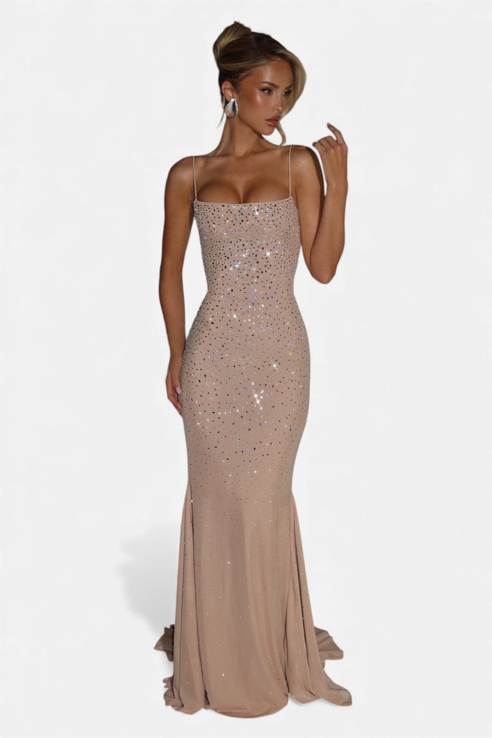 Ruby Lily | Women’s Evening Gown – Noir Crystal Mesh Glamour